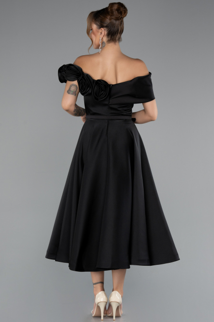 Midi Black Satin Party Dress ABK2410