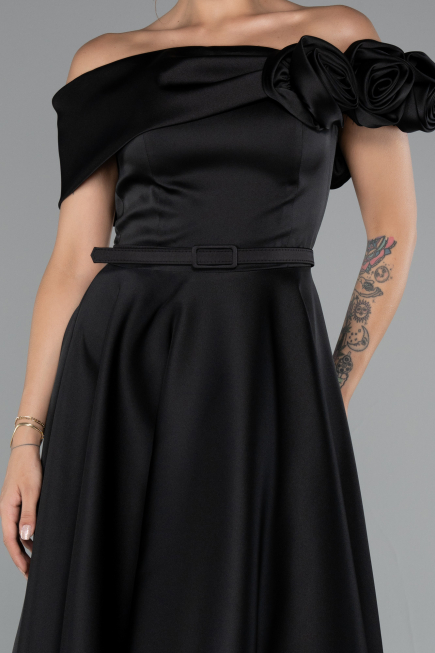 Midi Black Satin Party Dress ABK2410