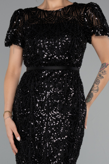 Midi Black Beaded Cocktail Dress ABK2412