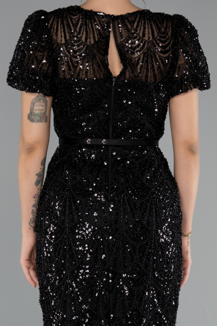 Midi Black Beaded Cocktail Dress ABK2412