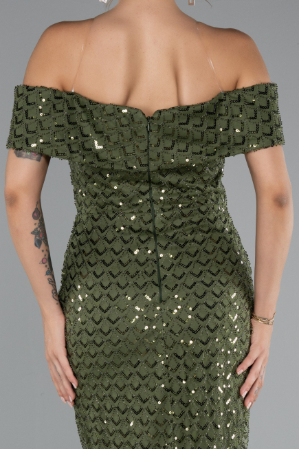 Long Olive Drab Evening Dress ABU5186