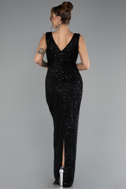 Long Black Beaded Evening Dress ABU5187