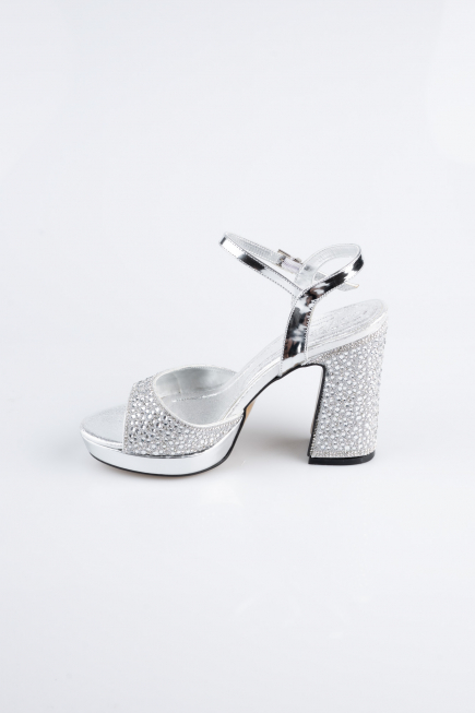 Silver Beaded Evening Shoe AB1154