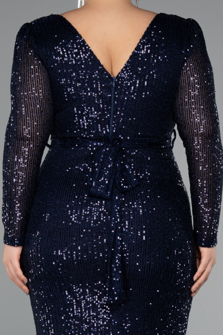 Midi Navy Blue Plus Size Cocktail Dress ABK1956