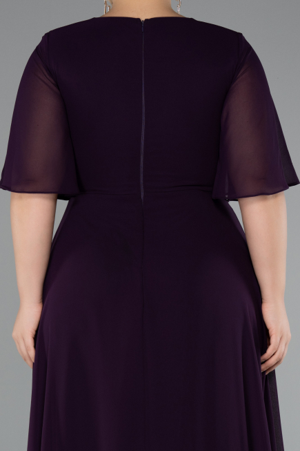 Long Purple Chiffon Plus Size Evening Dress ABU5180