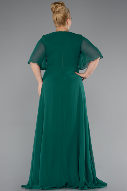 Long Emerald Green Chiffon Plus Size Evening Dress ABU5180