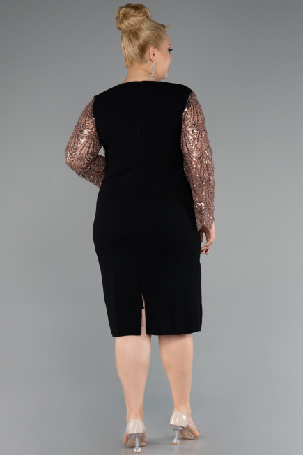 Midi Black-Brown Plus Size Evening Gown ABK2417
