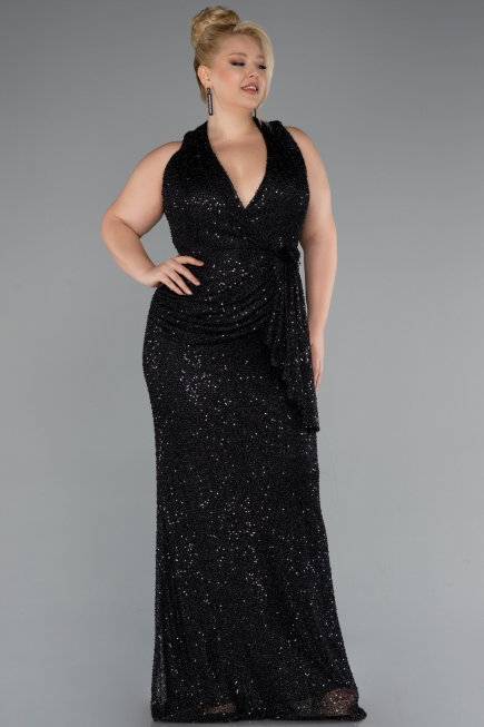 Long Black Scaly Evening Dress ABU5209