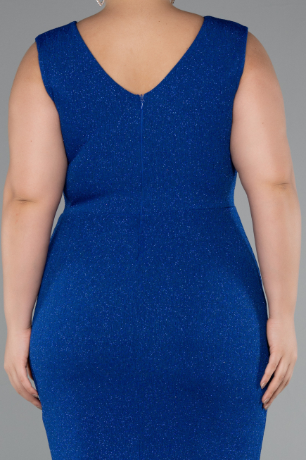Midi Sax Blue Oversized Evening Dress ABK1752
