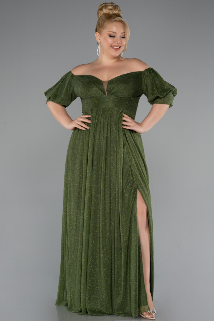 Olive Drab Long Plus Size Evening Dress ABU3615