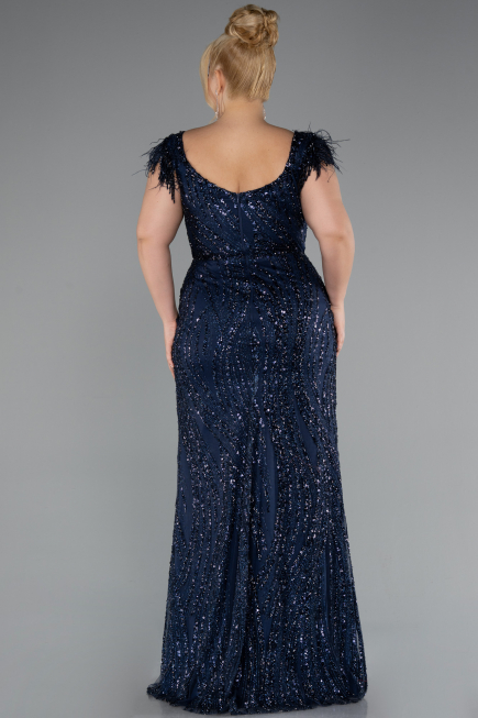 Long Navy Blue Plus Size Evening Dress ABU5182