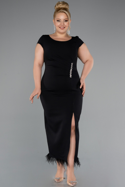 Black Midi Plus Size Party Dress ABK2340