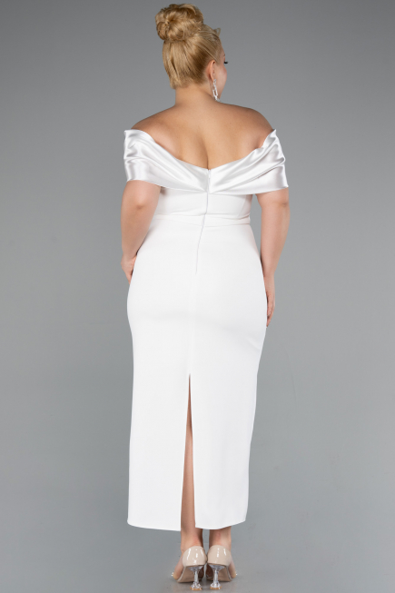 Midi White Plus Size Cocktail Dress ABK2379