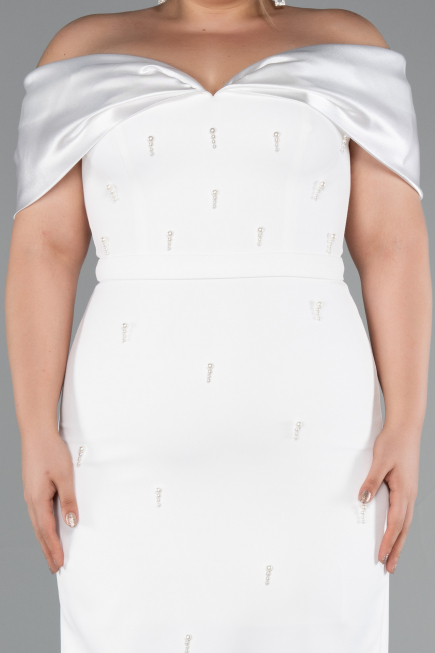 Midi White Plus Size Cocktail Dress ABK2379