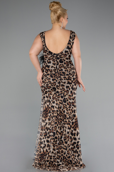 Long Brown Plus Size Evening Gown ABU5018