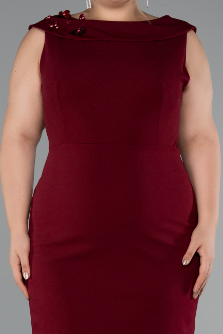 Midi Burgundy Plus Size Party Dress ABK2422