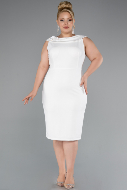 Midi White Plus Size Party Dress ABK2422