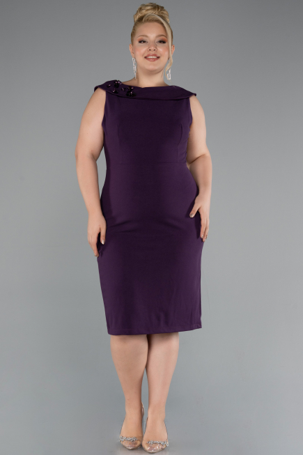 Midi Purple Plus Size Party Dress ABK2422