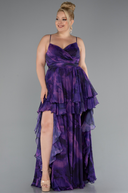 Long Purple Plus Size Evening Dress ABU5211