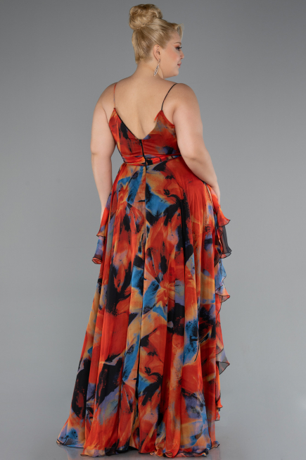 Long Orange Plus Size Evening Dress ABU5211