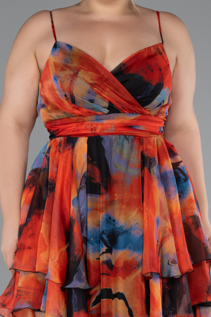 Long Orange Plus Size Evening Dress ABU5211