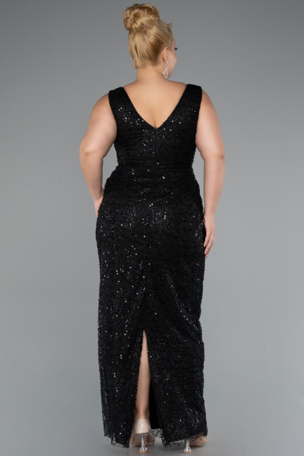 Long Black Beaded Formal Plus Size Dress ABU5190