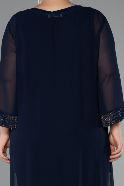 Navy Blue Long Chiffon Evening Dress ABT083