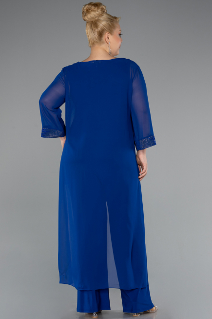 Sax Blue Long Chiffon Evening Dress ABT083