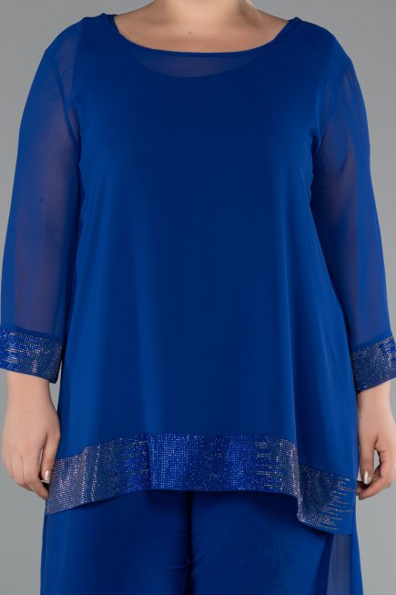 Sax Blue Long Chiffon Evening Dress ABT083