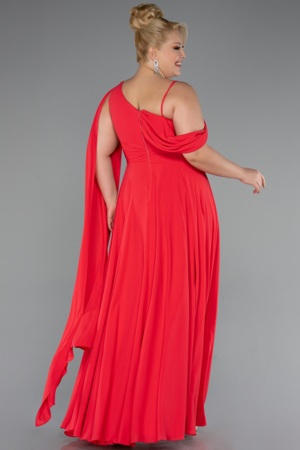 Long Pomegranate Flower Chiffon Formal Plus Size Dress ABU5194