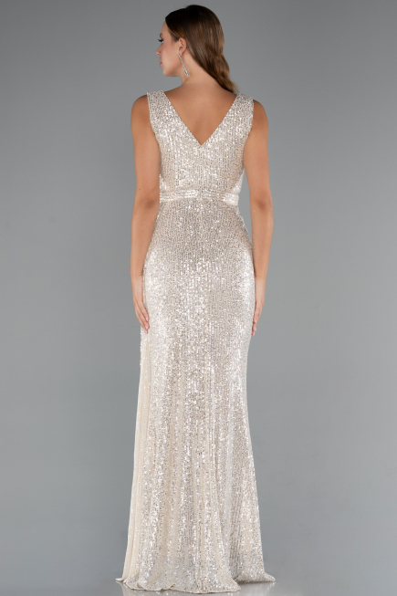 Beige Long Scaly Evening Dress ABU3201