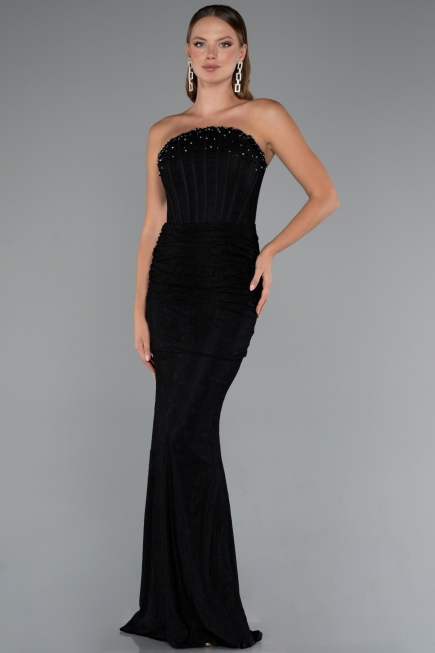 Long Black Dantelle Mermaid Evening Gown ABU5215