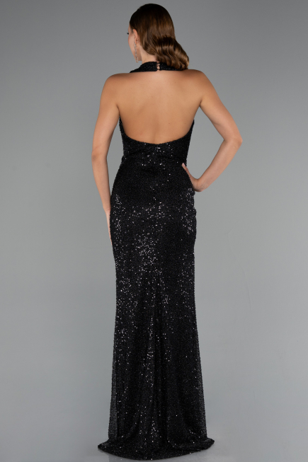 Long Black Scaly Evening Dress ABU5209