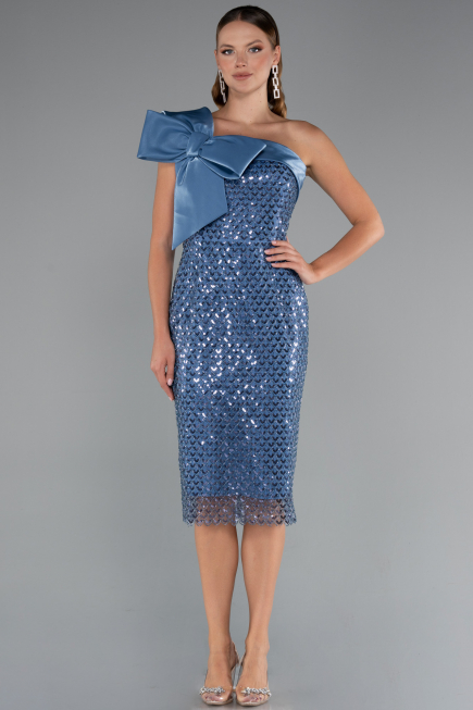 Midi Indigo Beaded Party Dress ABK2424