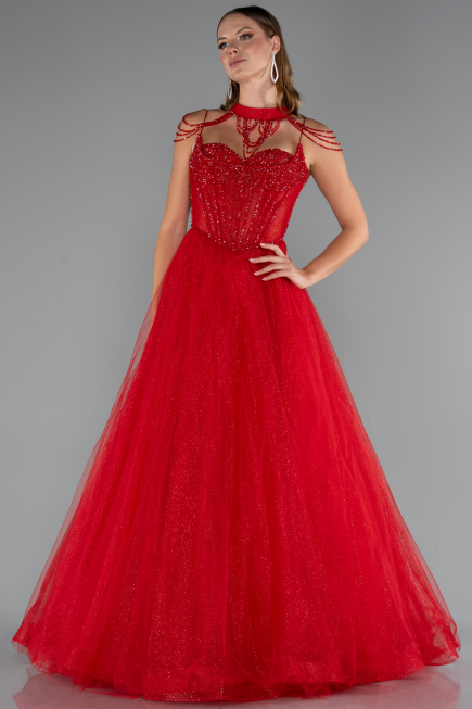 Long Red Special Design Engagement Dress ABU5220