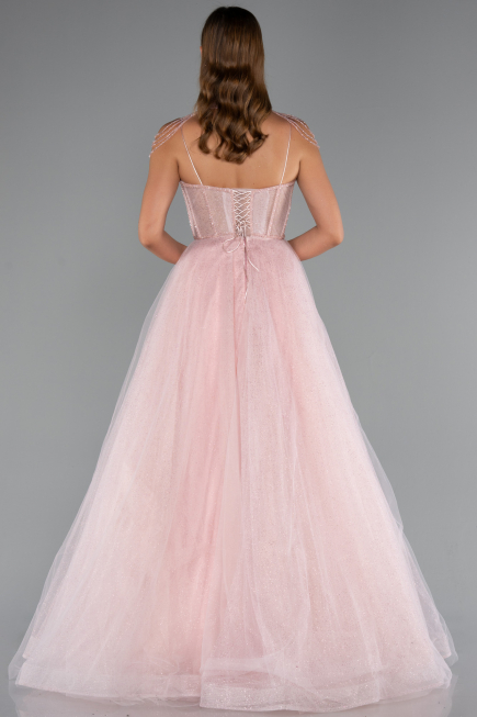 Long Powder Color Special Design Engagement Dress ABU5220