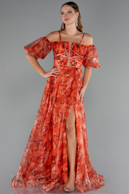 Long Orange Evening Dress ABU5221