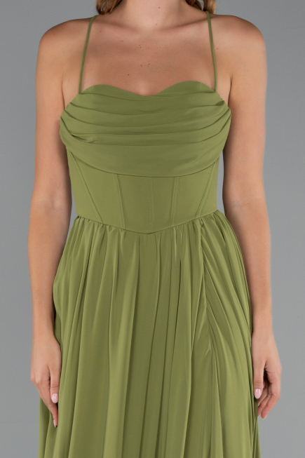 Long Pistachio Green Chiffon Prom Gown ABU5223