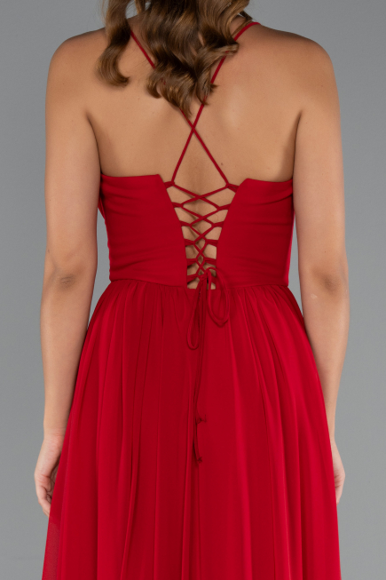 Long Red Chiffon Prom Gown ABU5223
