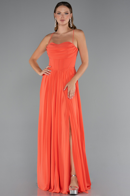 Long Orange Chiffon Prom Gown ABU5223
