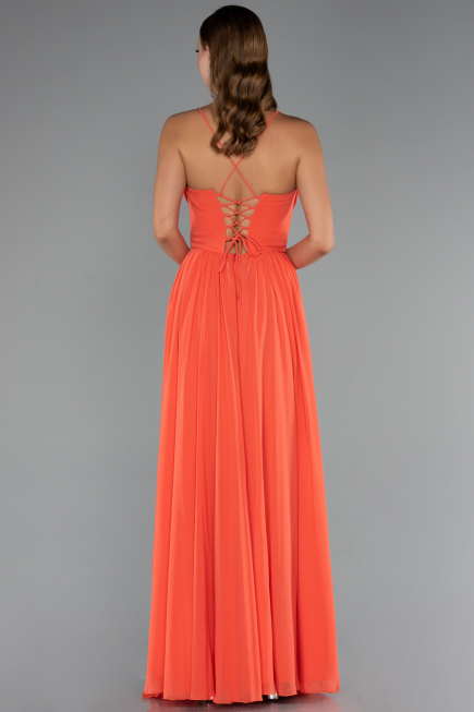 Long Orange Chiffon Prom Gown ABU5223