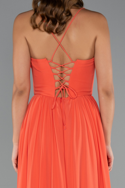 Long Orange Chiffon Prom Gown ABU5223
