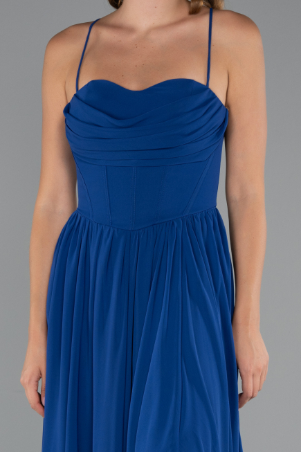 Long Sax Blue Chiffon Prom Gown ABU5223