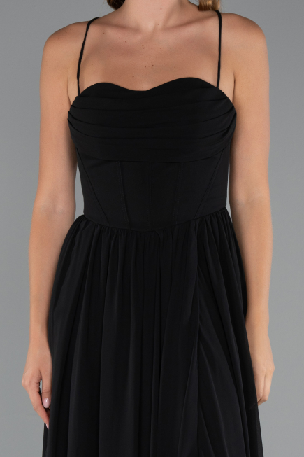 Long Black Chiffon Prom Gown ABU5223