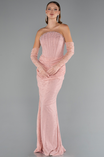 Long Powder Color Dantelle Mermaid Evening Gown ABU5215