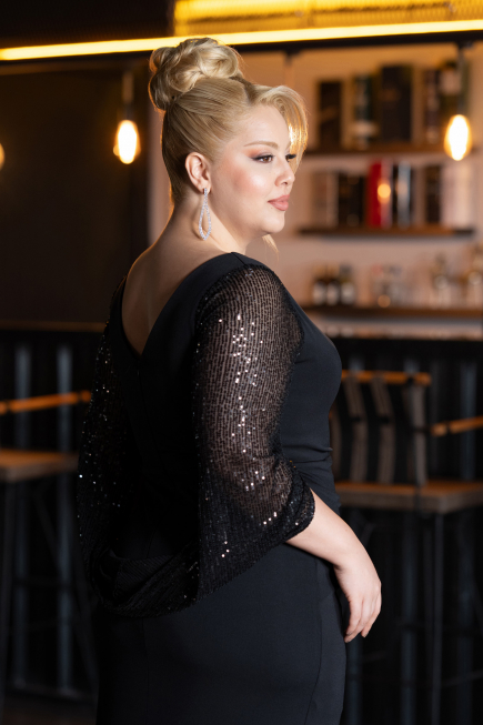 Long Black Plus Size Evening Dress ABU5078