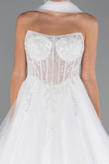 Long White Wedding Dress ABG153