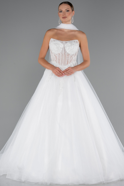 Long White Wedding Dress ABG153