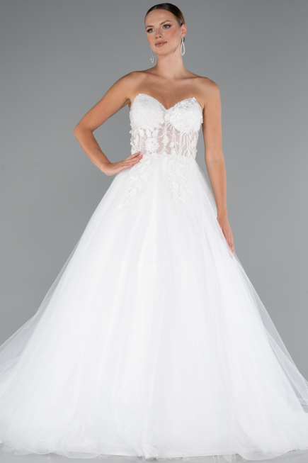 Long White Wedding Dress ABG154