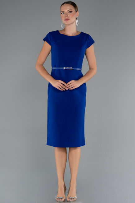 Midi Sax Blue Cocktail Dress ABK2428
